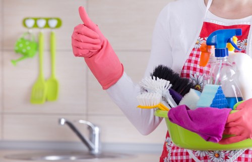 Deep cleaning kitchen surfaces during one off cleaning in Brixton
